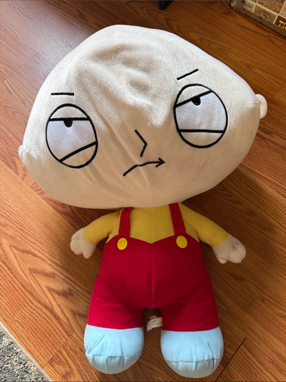 Family Guys Stewie Plush Toy - Cream Head, Red Overalls, Yellow Shirt